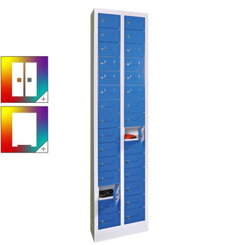 Kleinfachschrank - 30 Fächer - 1.950 x 460 x 200 mm (HxBxT) - Etikettenrahmen - Korpus- und Frontfarbe wählbar 