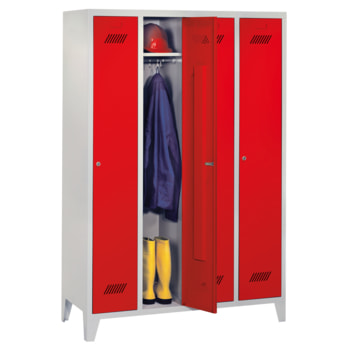 Spindschrank m. Füßen - Höhe 185 cm - 4 Abteile a 30 cm - Zylinderschloss - Farbe wählbar 