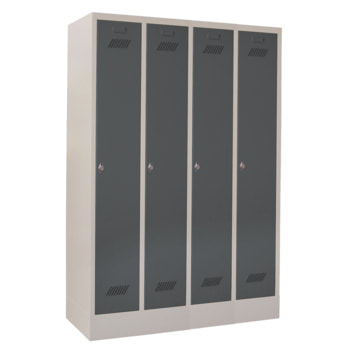 Spindschrank m. Sockel - Höhe 185 cm - 4 Abteile a 30 cm - Drehriegel - Farbe wählbar 