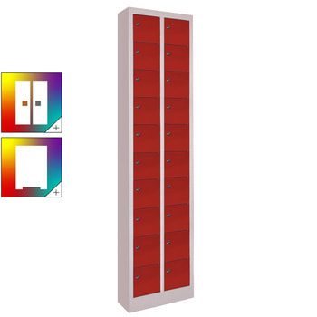 Kleinfachschrank - 20 Fächer - 1.950 x 460 x 200 mm (HxBxT) - Korpus- und Frontfarbe wählbar 