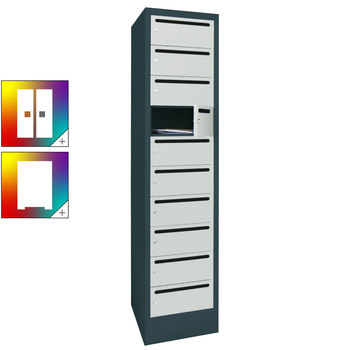 Postverteilerschrank - Schließfachschrank - 1 Abteil a 30 cm - 10 Fächer - Farben wählbar 