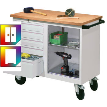 Mobile Werkbank - Werkstattwagen - 915 x 1.090 x 600 mm - 5 Schubladen und Ablagefach - Farbe wählbar 