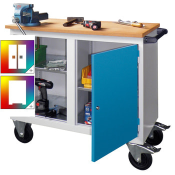 Mobile Werkbank - Werkstattwagen - 915 x 1.090 x 600 mm - mit Schrank und Ablagefach - Farbe wählbar 