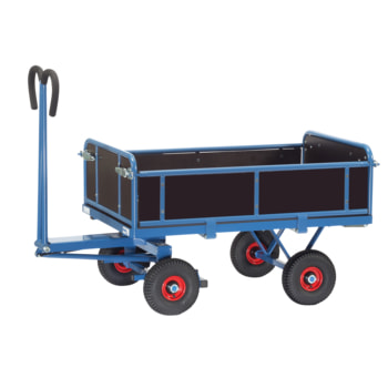 Handpritschenwagen mit Bordwänden - 700 kg - (BxT) 800 x 1.200 mm - Bereifung und Zugöse wählbar 