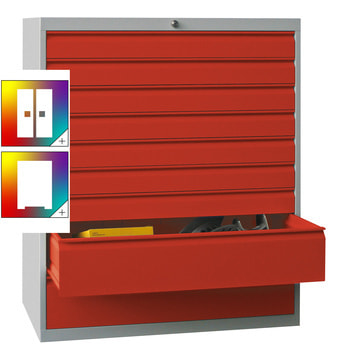 Werkzeug-Schubladenschrank - 1.200x1.023 mm - 1 Schubladenreihe - 1x100 mm, 5x200 mm - Tragkraft 50 kg - Farbe wählbar 