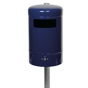 Runder Abfallbehälter mit Haube - Stahlblech - Bodenentleerung - 50 l - Farbe wählbar 
