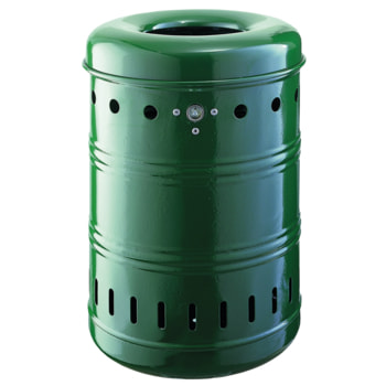 Runder Abfallbehälter mit Springdeckel - 35 l - Behälter gelocht - Wand- oder Pfostenmontage - Farbe wählbar 