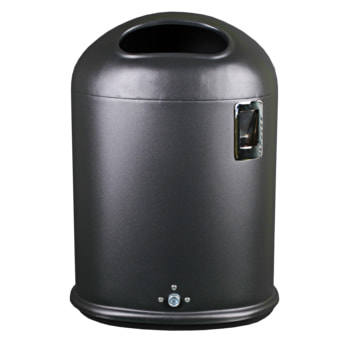 Ovaler Abfallbehälter mit Ascher - 45 l - Pfosten- oder Wandmontage - Farbe wählbar 