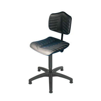 Arbeitsstuhl - ergonomische Polster - Sitzhöhe 440-630 mm - PU supersoft, schwarz - Kunststoff Fußkreuz - Gleiter - Sitzneige wählbar 