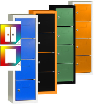Schließfachsäule - 778 x 225 x 200 mm (HxBxT) - 4 Fächer - Türen mit Etikettenrahmen - Farbe wählbar 