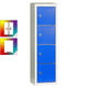Beispielabbildung Schließfachsäule, hier in der Farbkombination Lichtgrau/Enzianblau, mit Etikettenrahmen