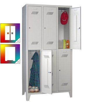 Kleiderschrank - 6 Fächer a 300 mm - (HxBxT) 1.850x900x500 mm - Füße - Zylinderschloss 