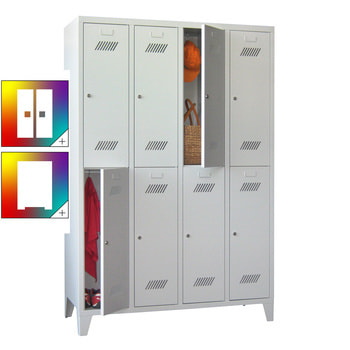 Kleiderschrank - 8 Fächer a 300 mm - (HxBxT) 1.850x1.200x500 mm - Füße - Zylinderschloss 