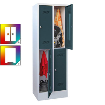 Kleiderschrank - 4 Fächer a 300 mm - (HxBxT) 1.850x600x500 mm - Sockel - Zylinderschloss 