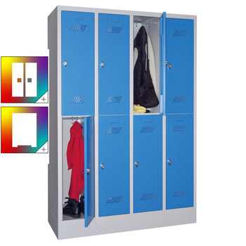 Kleiderschrank - 8 Fächer a 300 mm - (HxBxT) 1.850x1.200x500 mm - Sockel - Zylinderschloss 