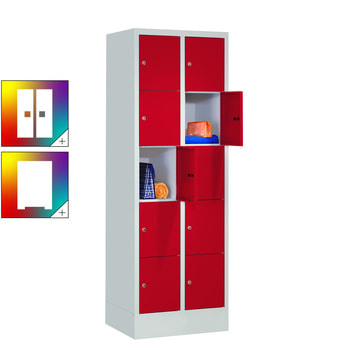 Schließfachschrank - 10 Fächer a 400 mm - 1.850x800x500 mm (HxBxT) - Sockel - Zylinderschloss - Farbe wählbar 