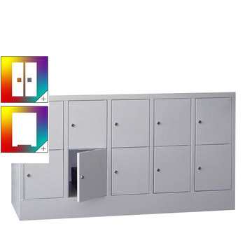 Schließfachschrank - 10 Fächer a 300 mm - 855x1.500x500 mm (HxBxT) - Sockel - Zylinderschloss - Farbe wählbar 