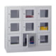 Beispielabbildung: Schließfachschrank mit Sichtfenstern, 9 Fächern (Zylinderschloss), Korpus und Front in RAL 7035 Lichtgrau