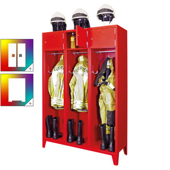Feuerwehrschrank - 2 Abteile - Ablagefach mit Tür, Etikettenrahmen - 2.100 x 830 x 500 mm (HxBxT) - Farbe wählbar 