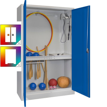 Sportschrank - Vollblechtüren - Variante 3 - 1.950x1.200x500 mm (HxBxT) - Farbe wählbar 