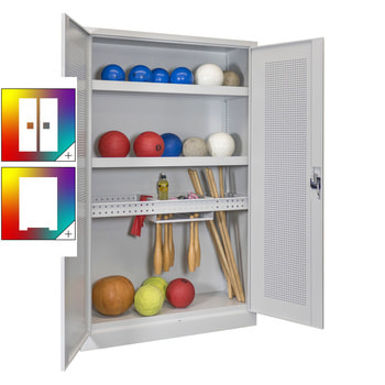 Sportschrank - Lochfeldtüren - Variante 2 - 1.950x1.200x500 mm (HxBxT) - Farbe wählbar 