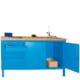 Beispielabbildung: Werkbank mit Schubladenblock und Schrank, hier mit Korpus und Front in Lichtblau (RAL 5012)
