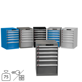 Lista Schubladenschrank - 850x564x725 mm (HxBxT) - 6 Schubladen - 75 kg - 78.529/78.530 - Key oder Code Lock 