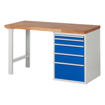 Beispielabbildung: Werkbank mit 5 Schubladen, hier in der Ausführung 840 x 1.500 x 700 mm (HxBxT) Beispielabbildung: Werkbank mit 5 Schubladen, hier in der Ausführung 840 x 1.500 x 700 mm (HxBxT)