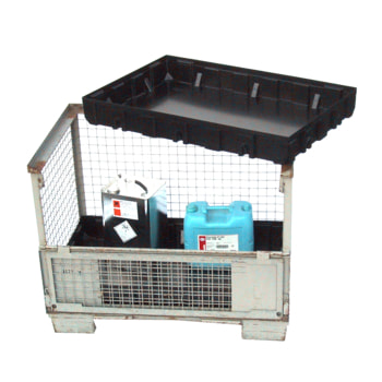 ABS-Auffangwanne für Gitterboxen - Traglast 500 kg - 145 x 1.180 x 780 mm (HxBxT) - schwarz - Gitterrost wählbar 