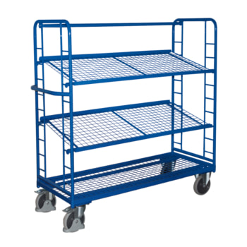 Beispielabbildung Etagenwagen: hier in der Ausführung mit Ladefläche 1.605 x 650 mm (BxT) Beispielabbildung Etagenwagen: hier in der Ausführung mit Ladefläche 1.605 x 650 mm (BxT)