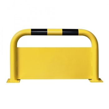 Rammschutz-Bügel mit Unterfahrschutz, Anfahrschutz aus Gütestahl, hochbelastbar, 1.000 mm Breite, Höhe wählbar, gelb kunststoffbeschichtet 