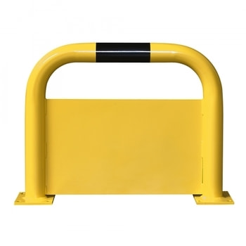 Rammschutz-Bügel mit Unterfahrschutz, Anfahrschutz aus Gütestahl, hochbelastbar, 750 mm Breite, Höhe wählbar, gelb kunststoffbeschichtet 