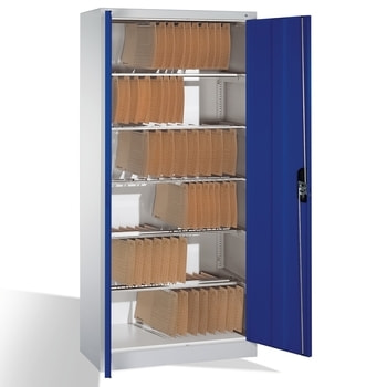 Abbildung zeigt Schrank in der Türfarbe Enzianblau (RAL 5010) - Inhalt nicht im Lieferumfang enthalten