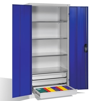 Ähnliche Abbildung, zeigt Werkzeugschrank in der Türfarbe Enzianblau (RAL 5010) und abweichender Größe - Inhalt nicht im Lieferumfang enthalten