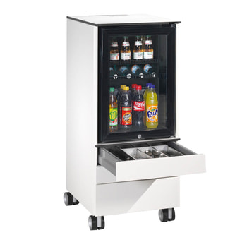 Kühlschrank Caddy, Konferenzboy, Minibar für Besprechungsraum, Servicewagen, 230 V, 3 Schubladen, Farbe wählbar ,1.157 x 500 x 600 mm (HxBxT) 