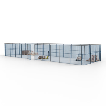 Die angebotene Konfiguration der Gittertrennwand in Graphitgrau/Enzianblau