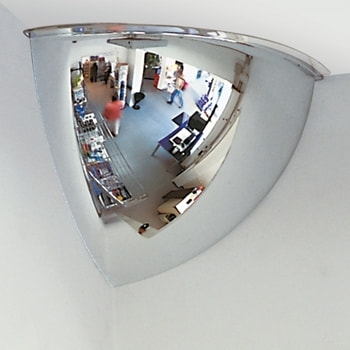 Abbildung zeigt Panoramaspiegel in der Größe 300 x 300 x 240 mm (HxBxT)