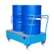 Fahrbare Auffangwanne für zwei Fässer in Lichtblau (Haltegurt und Anlagewinkel nicht im Lieferumfang enthalten)