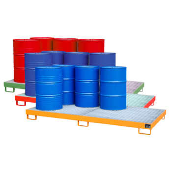 Auffangwanne für 8 x 200-l-Fass - 240 l Volumen - Gitterrost Auffangwanne für 8 x 200-l-Fass - 240 l Volumen - Gitterrost