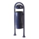 Stand-Abfallbehälter mit Halbkugelhaube, gelochter Korpus, hier in Kobaltblau (RAL 5013)
