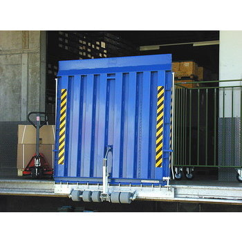 Federmechanische Überfahrbrücke, Laderampe, Verladebrücke, 1.500 x 1.250 mm (BxT), stationär oder verschiebbar, Höhenausgleich, klappbar, enzianblau 