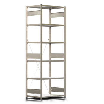 Fachbodenregal mit Tiefenriegel - 250 kg - (HxBxT) 2.500 x 875 x 600 mm - erweiterbar - Farbe wählbar - 6 Böden - Lagerregal - Steckregal - REGALWERK Fachbodenregal mit Tiefenriegel - 250 kg - (HxBxT) 2.500 x 875 x 600 mm - erweiterbar - Farbe wählbar - 6 Böden - Lagerregal - Steckregal - REGALWERK