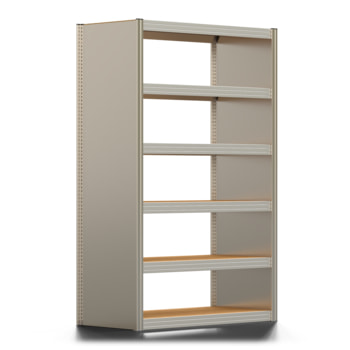 Archivregal mit Holzböden - Seitenwand - 6 Ebenen - 250 kg - 2.075 x 1.285 x 600 mm (HxBxT) - erweiterbar - verzinkt - Steckregal BERT 