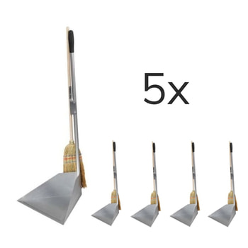 Standkehrschaufel mit Reisstrohbesen, Strohbesen, Standkehrblech, verzinkter Stahl, nassfest, robust, leicht, für den Außenbereich, 100cm hoch, VPE 5 Standkehrschaufel mit Reisstrohbesen, Strohbesen, Standkehrblech, verzinkter Stahl, nassfest, robust, leicht, für den Außenbereich, 100cm hoch, VPE 5
