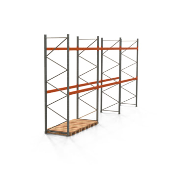 Palettenregal ARTUS - Regalreihe mit 3 Feldern - Fachlast 2.000 kg - 4.000 x 8.440 x 1.100 mm (HxBxT) - Schwerlastregal Palettenregal ARTUS - Regalreihe mit 3 Feldern - Fachlast 2.000 kg - 4.000 x 8.440 x 1.100 mm (HxBxT) - Schwerlastregal