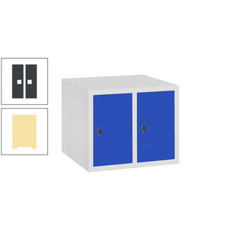 Aufsatzschrank, Schrankaufsatz, 2 Fächer a 400 mm, Farbe Pastellgelb, Tür anthrazitgrau, 500 x 800 x 500 mm (HxBxT) RAL 7016 Anthrazitgrau | RDS 0959030 Pastellgelb