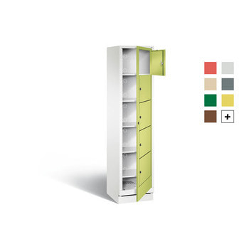Achtung: Beispielabbildung zeigt Schrank in der Korpusfarbe Lichtgrau (RAL 7035) und Türfarbe Viridingrün (RDS 1108060). Die hier angebotenen Farben entnehmen Sie bitte der Artikelbeschreibung.