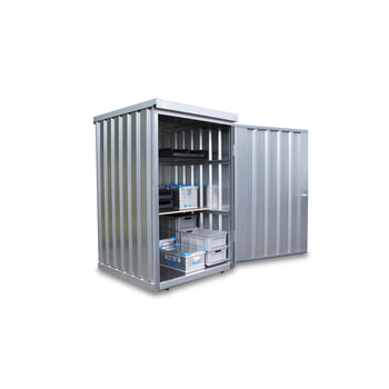 Magazinbox - Kleinteilelager - Lagerbox - 2.195 x 1.420 x 1.490 mm - mit Einflügeltür und Boden Holzfußboden