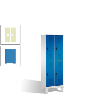 Schließfachschrank, Fächerschrank, Spindschrank, 4 Fächer (2 x 2) je 300 mm, Farbe enzianblau, Türen Pastellgrün, 1.850 x 600 x 500 mm (HxBxT) RDS 1109020 Pastellgrün | RAL 5010 Enzianblau