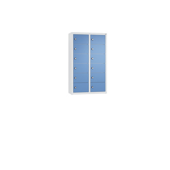 Kleingefachschrank, Schließfachschrank, wandhängend, 12 Fächer, 770 x 460 x 200 mm (HxBxT), Korpus Pastellgrün 